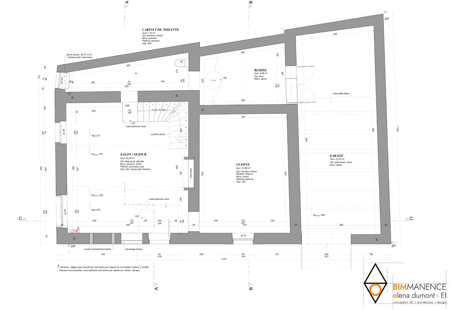 Etat des lieux Conception 3D BIM Manence Olena Dumont Architecte concept projet bim modeling design (1) dépôt permis de construire