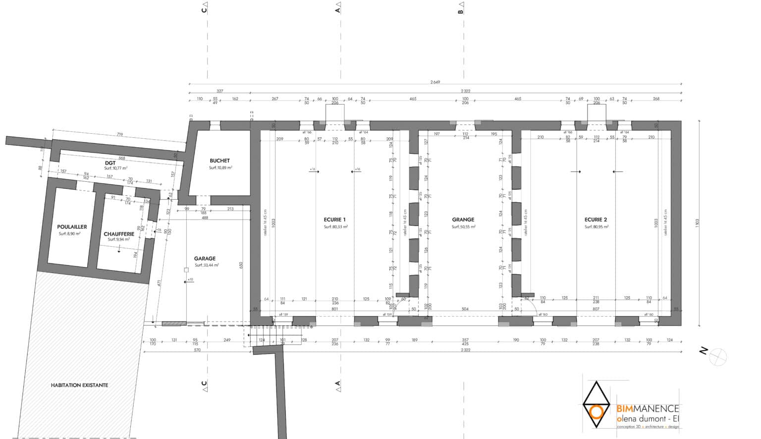 Etat des lieux Conception 3D BIM Manence Olena Dumont Architecte concept projet bim modeling design (1) dépôt permis de construire